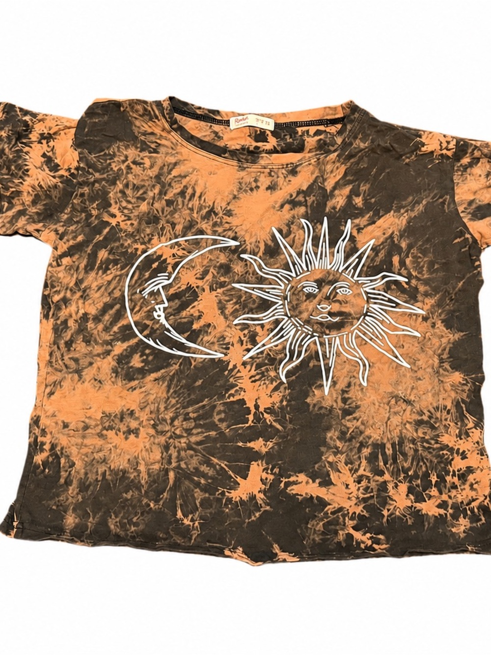 ROMWE Celestial Sun Moon Reverse Tie Dye Tee Small